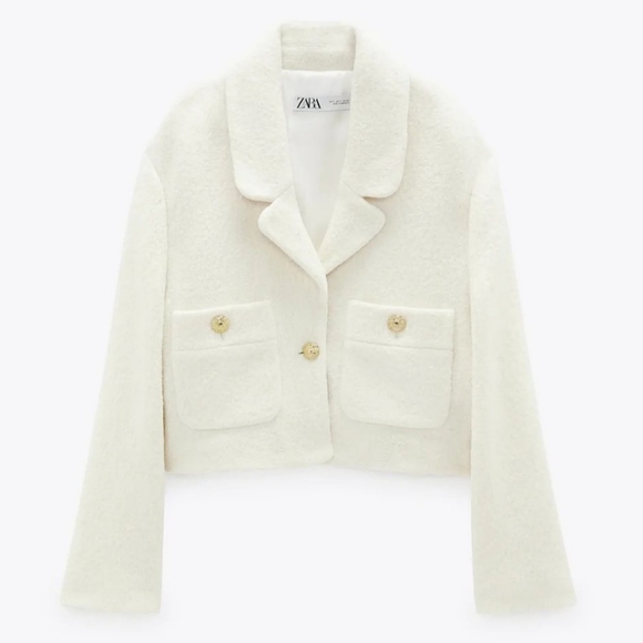 Zara * Cropped Textured Blazer Coat - Picture 15 of 16